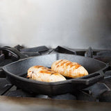 Pre-seasoned 10.5 inch Cast Iron Grill Pan with Assist Handle
