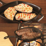 Pre-seasoned 10.5 inch Cast Iron Grill Pan with Assist Handle
